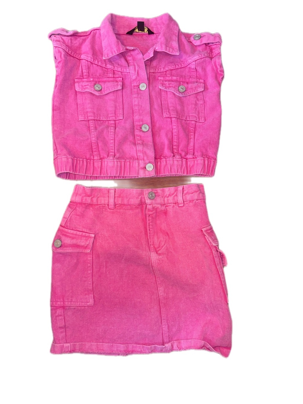 Pink Denim Cargo Mini Skirt - Women's Pink Skirt